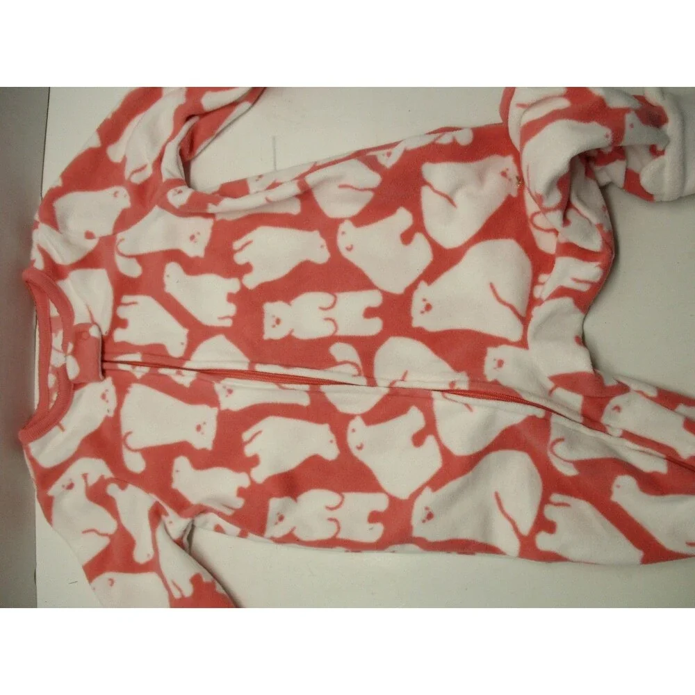 Toddler Girls Carters Fleece Footed PJ Size 12M Pink With Polar Bears